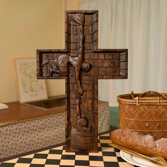 Jesus Christ the Savior, Decorative Christian Cross, Wall Cross, Wooden Cross Baptism, Jesus Home Decor, Catholic Wall Art