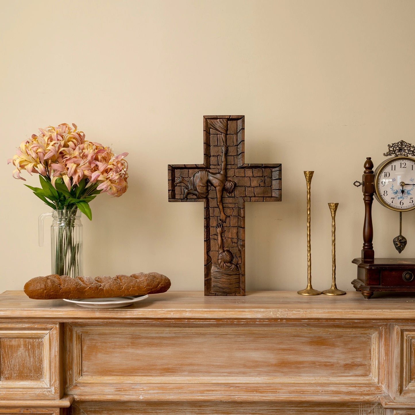 Jesus Christ the Savior, Decorative Christian Cross, Wall Cross, Wooden Cross Baptism, Jesus Home Decor, Catholic Wall Art